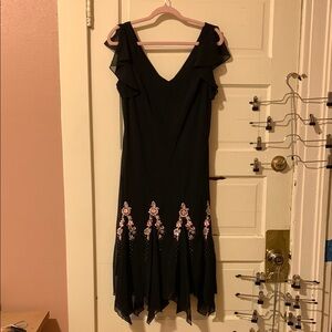 Dressbarn Black Asymmetrical Sundress with Ruffled Tiers